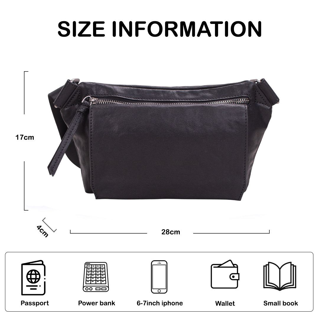 Tas Selempang Kulit - BLWB 8972 BL