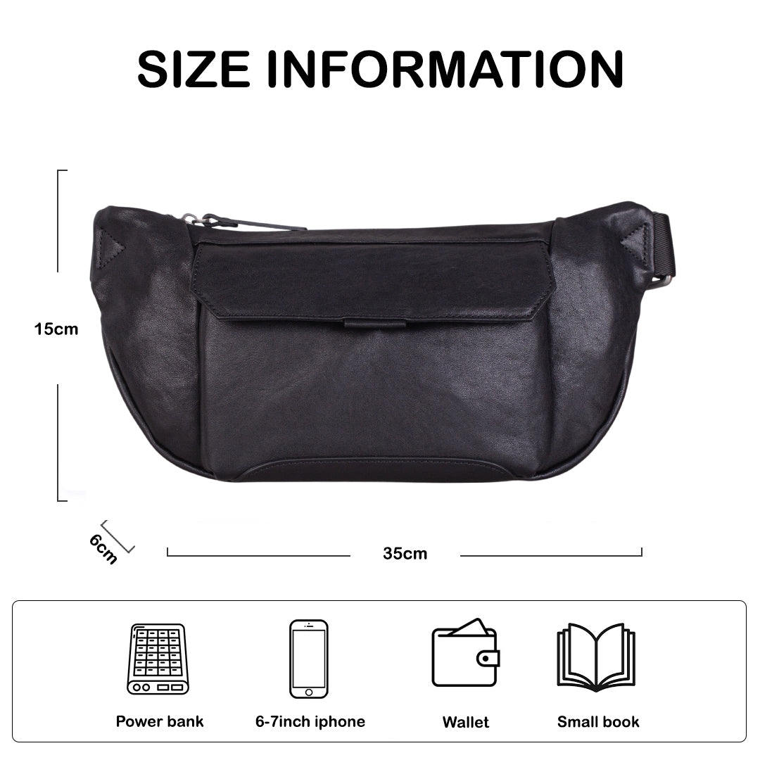 Tas Selempang Kulit - BLWB 8202 BL