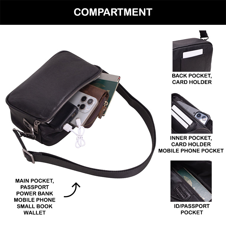 Tas Selempang Kulit - BLSP 8211 BL