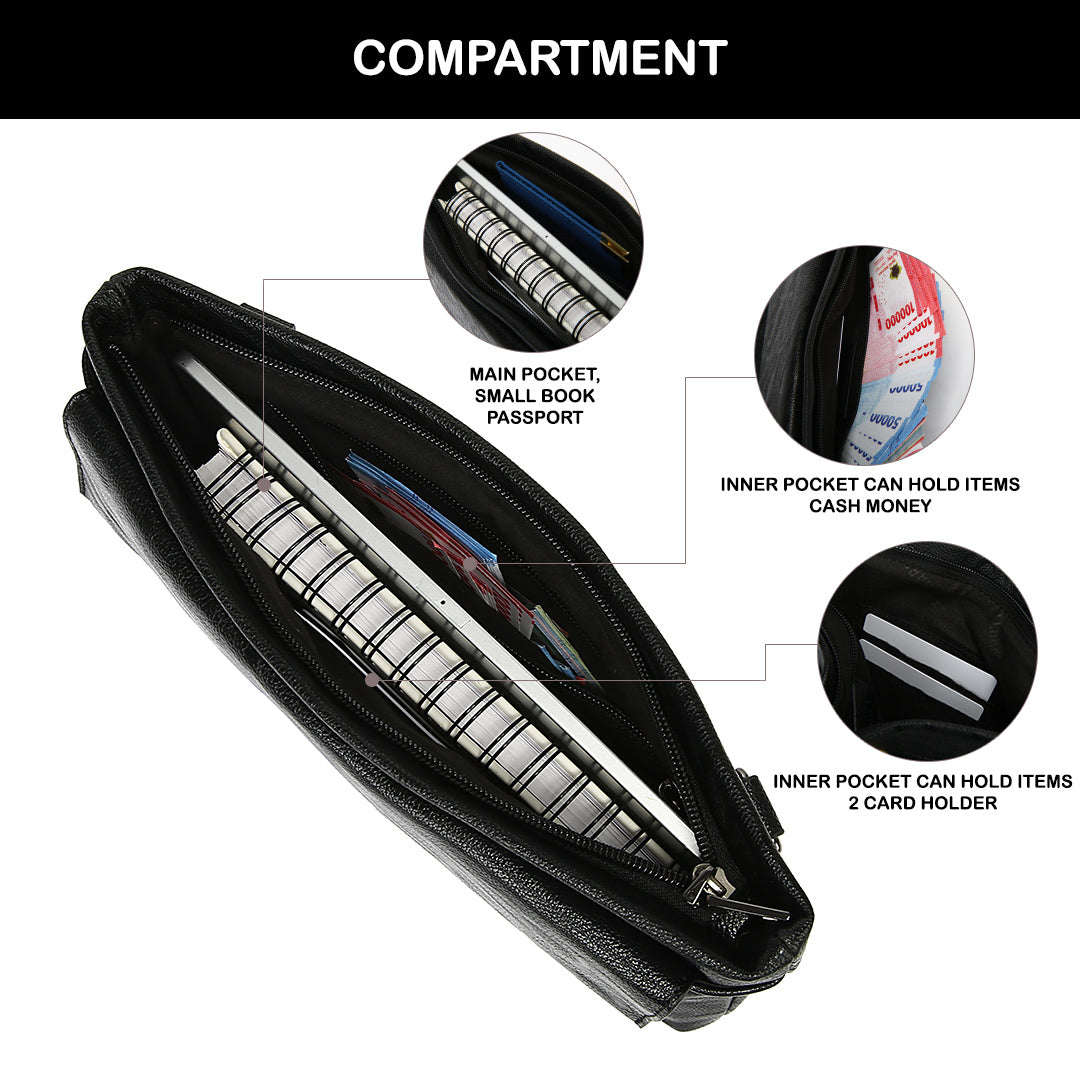 Tas Genggam Pouch Kulit - BYNCK 30659 BL