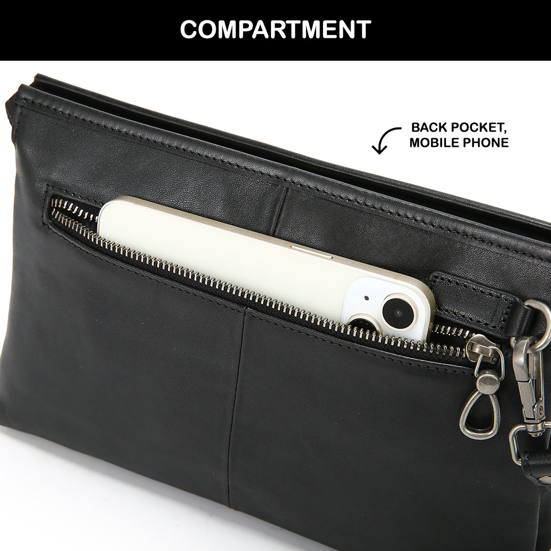 Tas Genggam Pouch Kulit - BLCK 8870