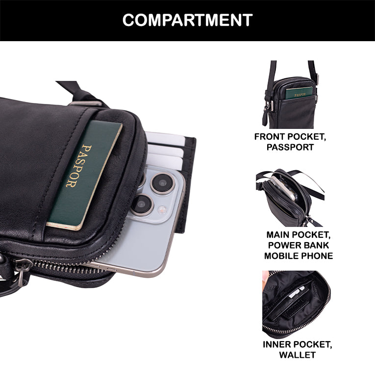 Tas Selempang Kulit - BLSP A075 BL