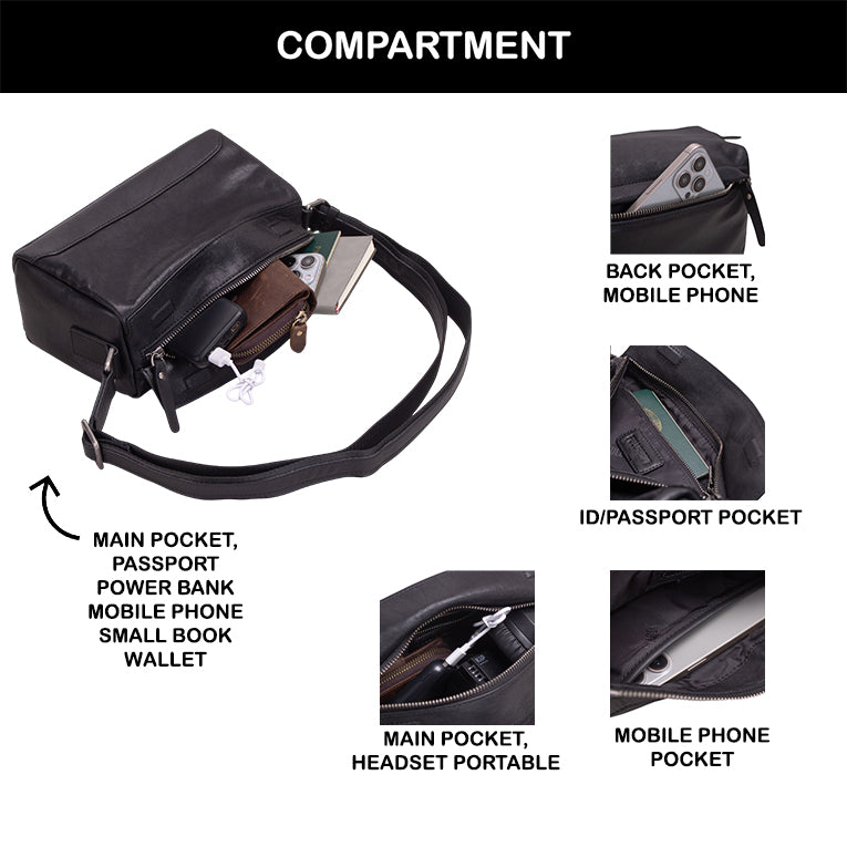 Tas Selempang Kulit - BLSP 8251 BL