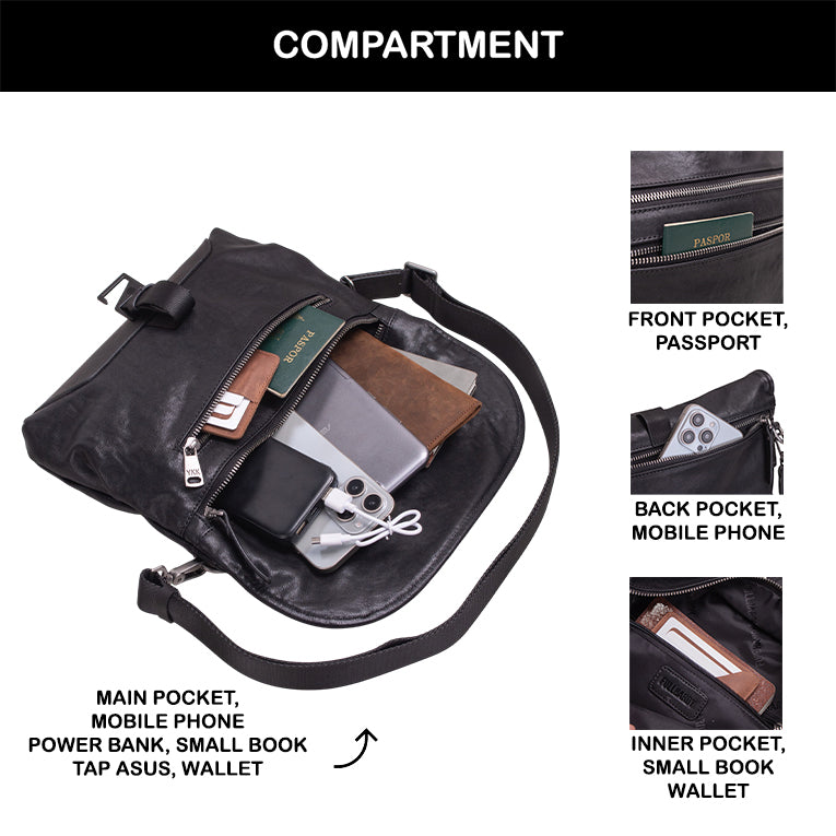 Tas Genggam Pouch Kulit - BLCK 8188 BL