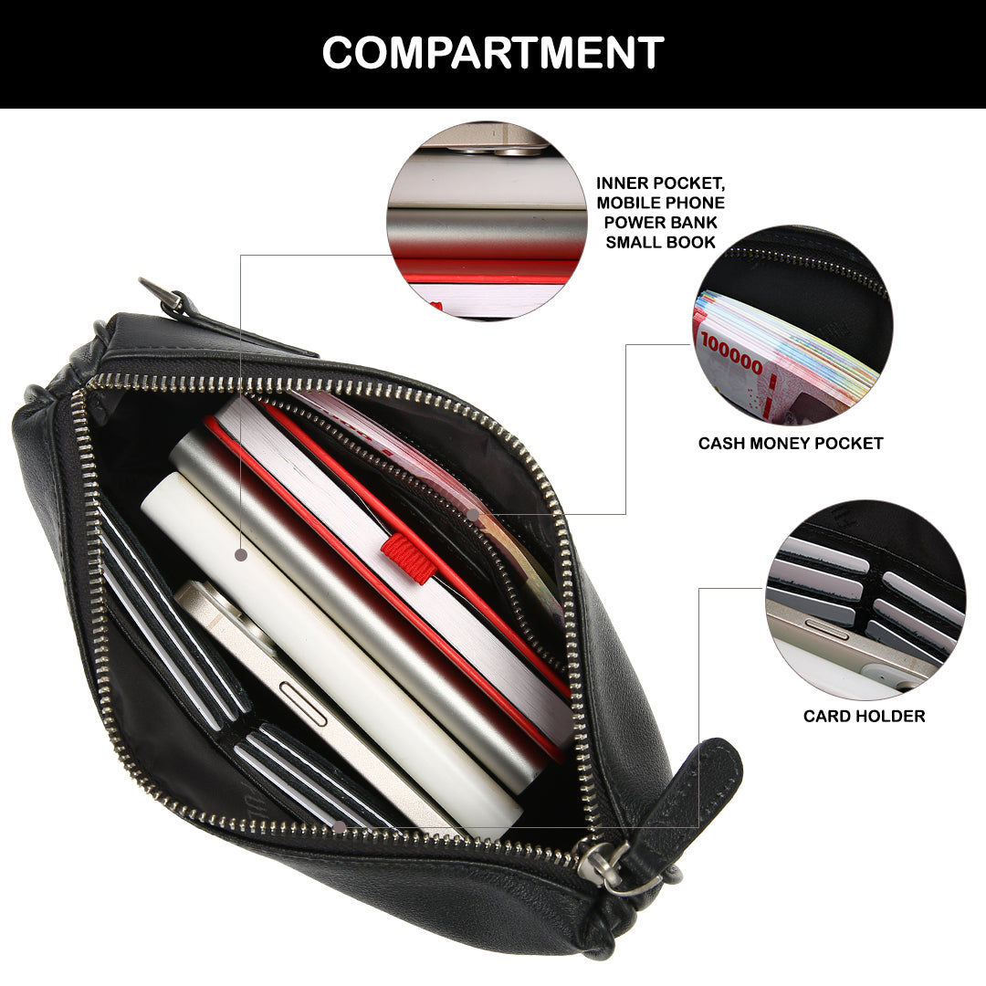 Tas Genggam Pouch Kulit - BLCK 8572-2