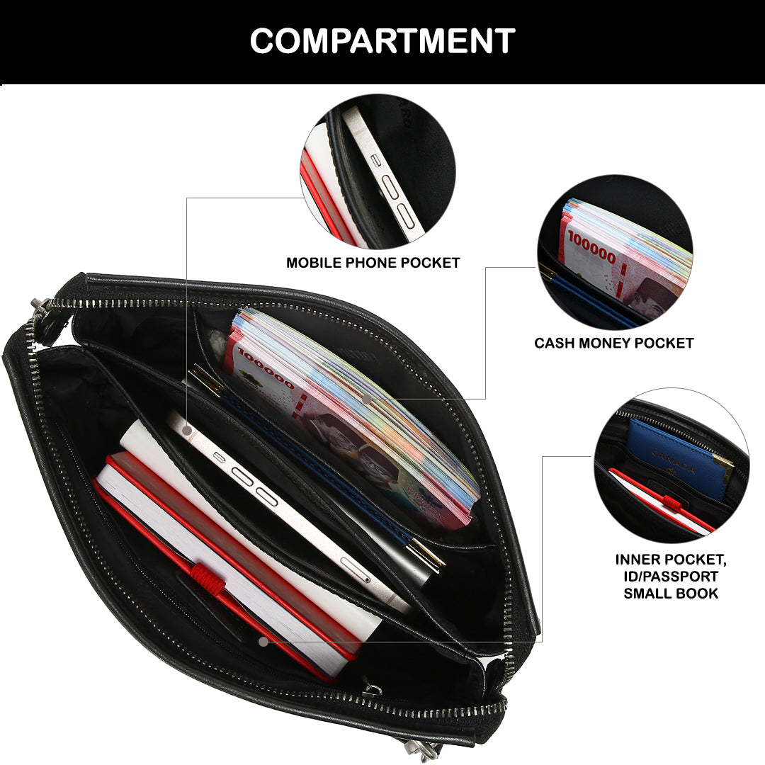 Tas Genggam Pouch Kulit - BLCK 8870