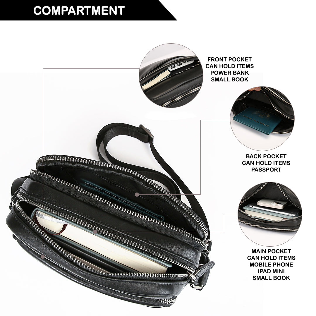 Tas Selempang Kulit - BLSP 7752-1 BL