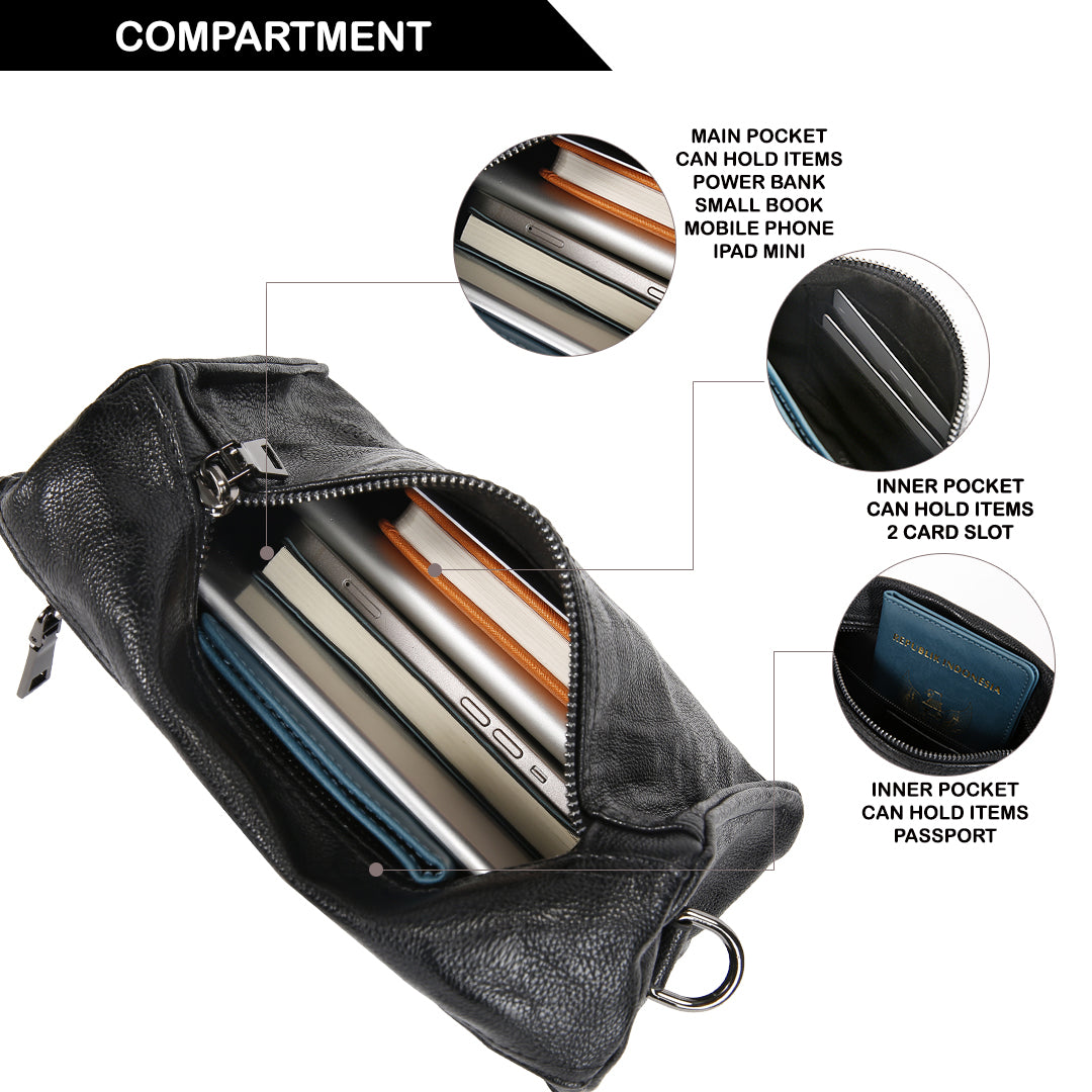 Tas Selempang Kulit - BYNSP 30679 BL