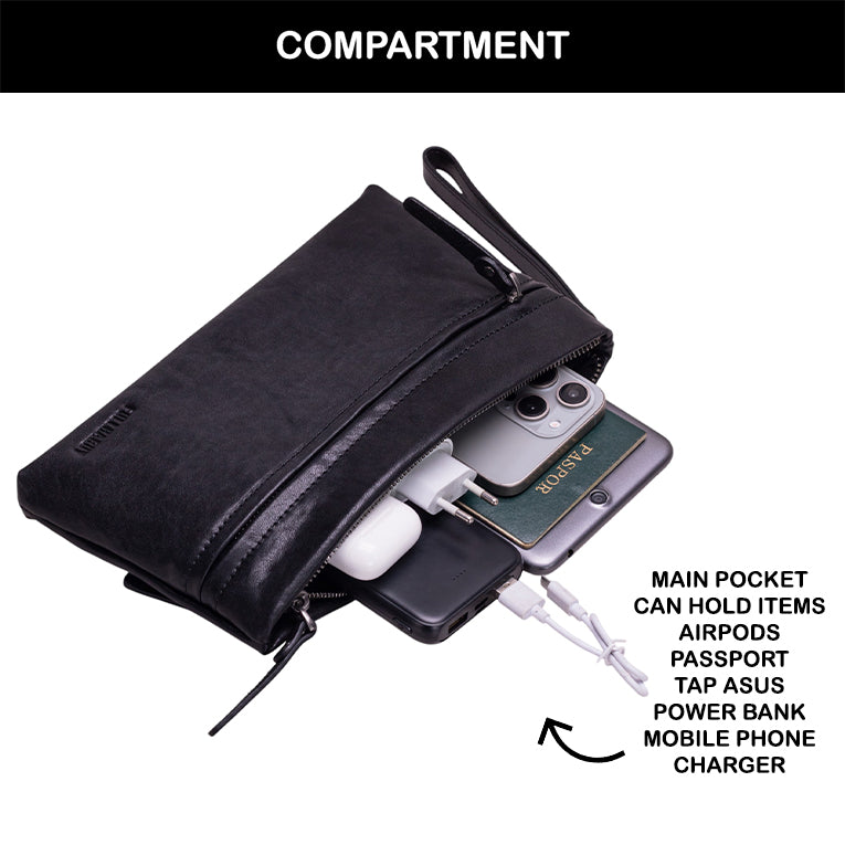 Tas Genggam Pouch Kulit - BLCK 8194