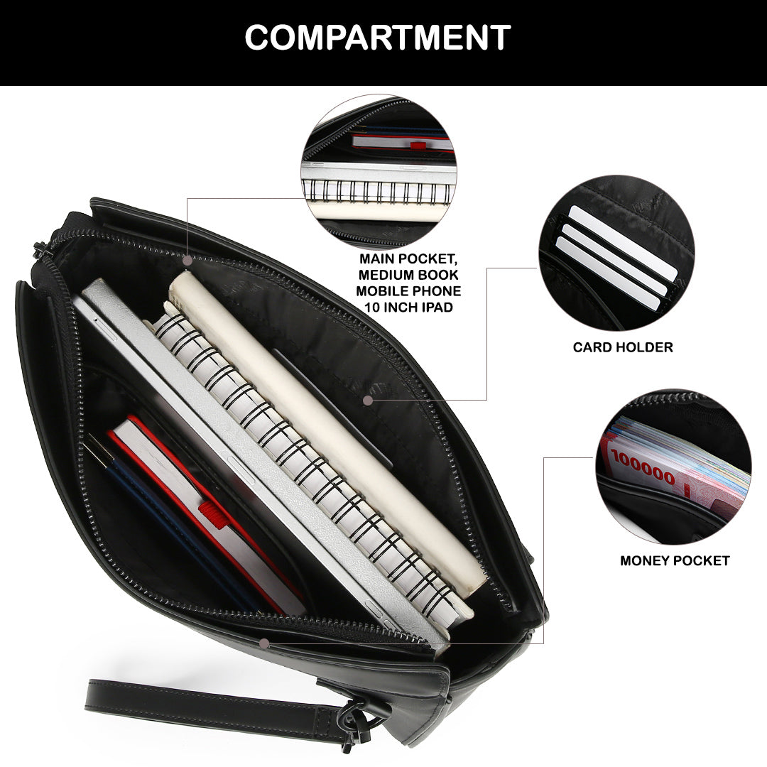 Tas Genggam Pouch Kulit - BYNCK BG011 BL