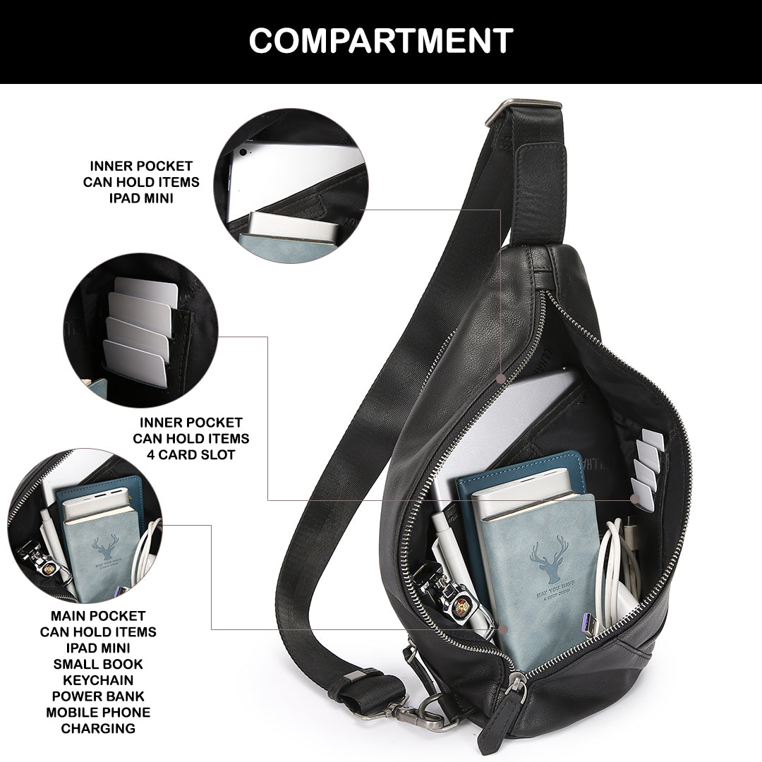 Tas Selempang Kulit - BLSK 8071 BL