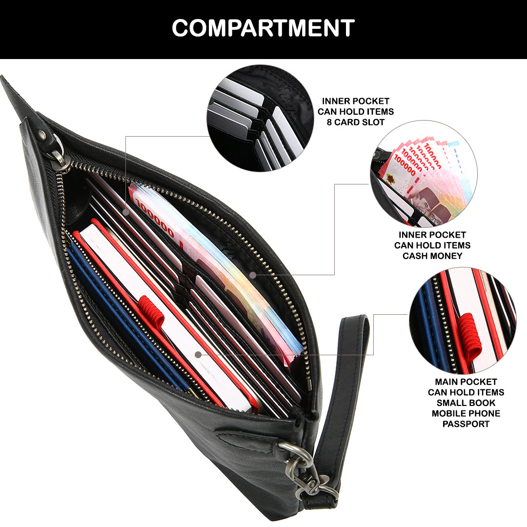 Tas Genggam Pouch Kulit - BLCK 8158 BL