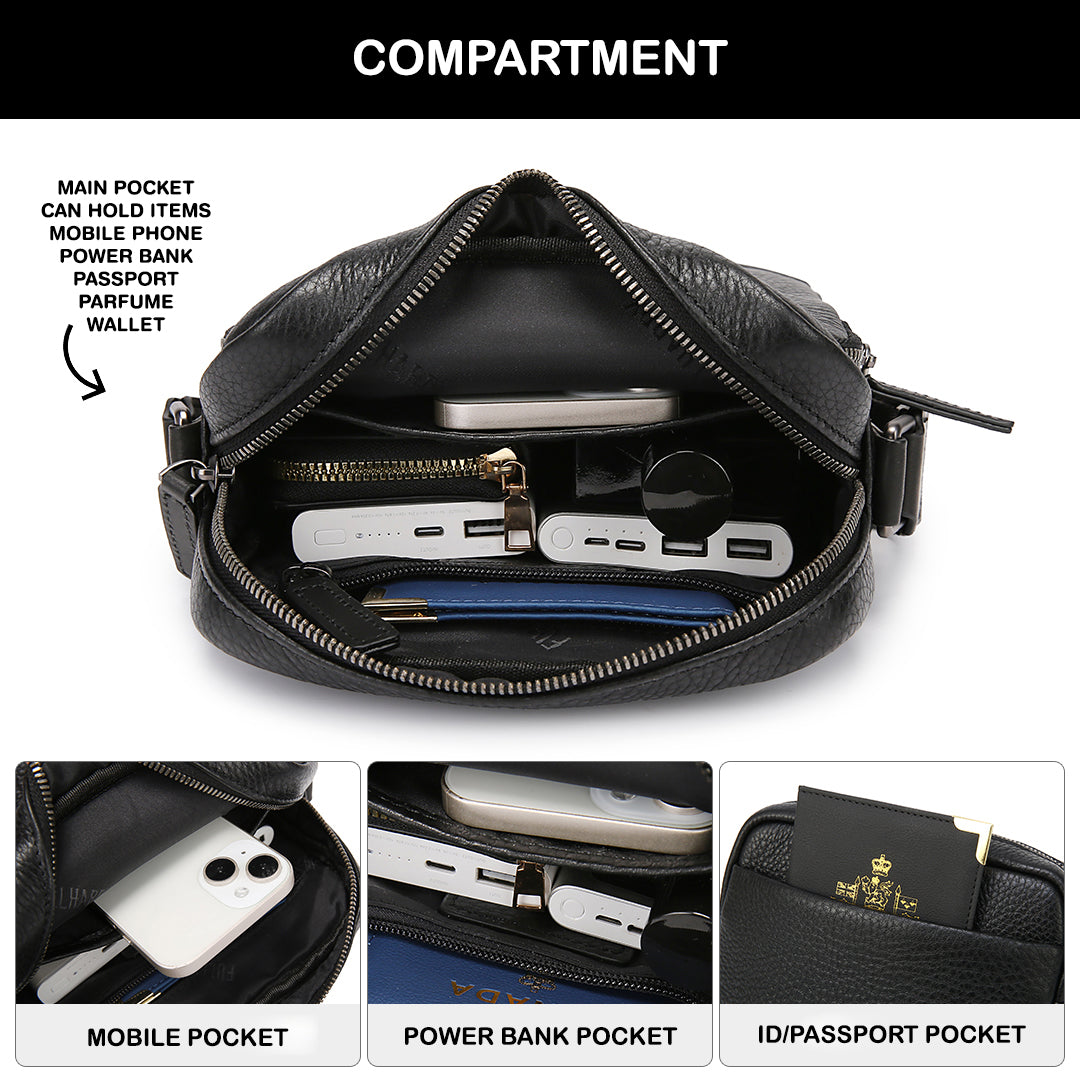 Tas Selempang Kulit - BLSP 92083-30 BL