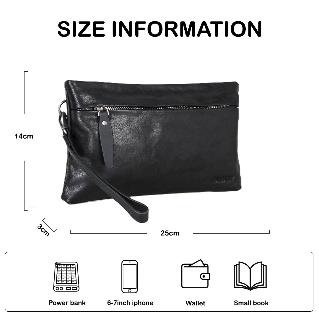 Tas Genggam Pouch Kulit - BLCK 8194