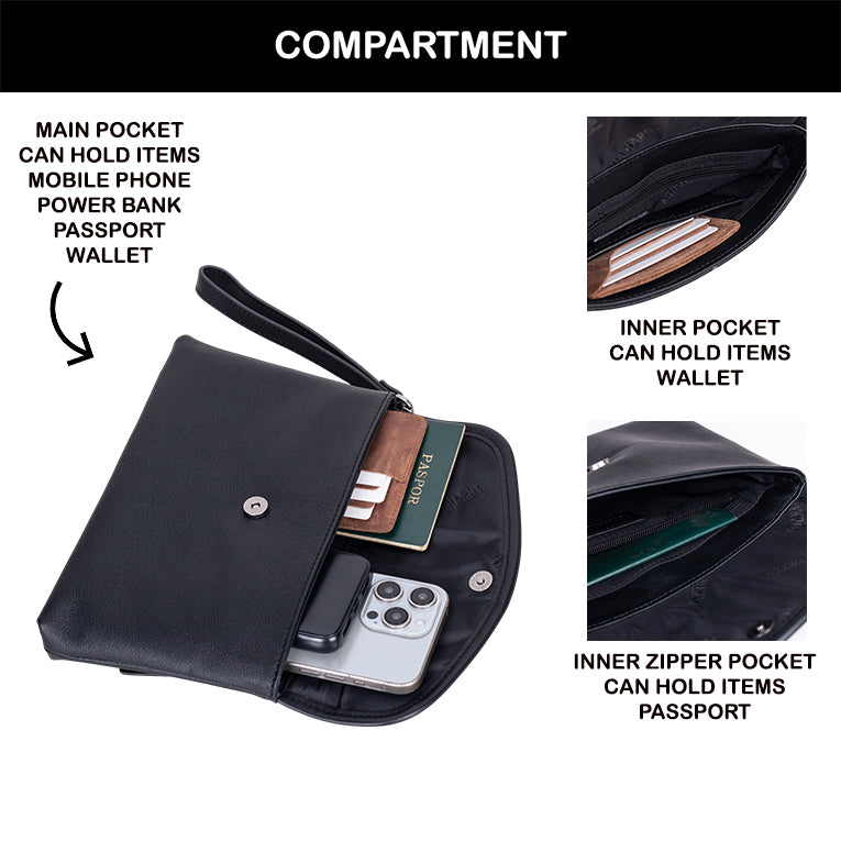 Tas Genggam Pouch Kulit - BLCK A031 BL