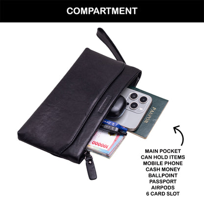 Tas Genggam Pouch Kulit - BLCKA 2501-1 BL