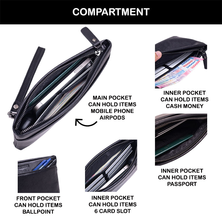 Tas Genggam Pouch Kulit - BLCKA 2501-1 BL