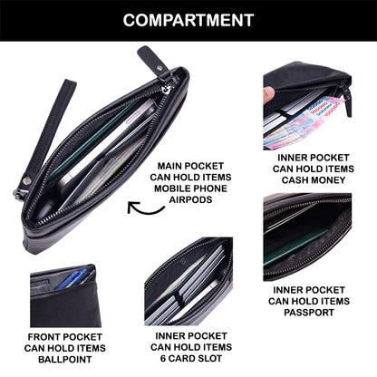 Tas Genggam Pouch Kulit - BLCKA 2501-1 BL