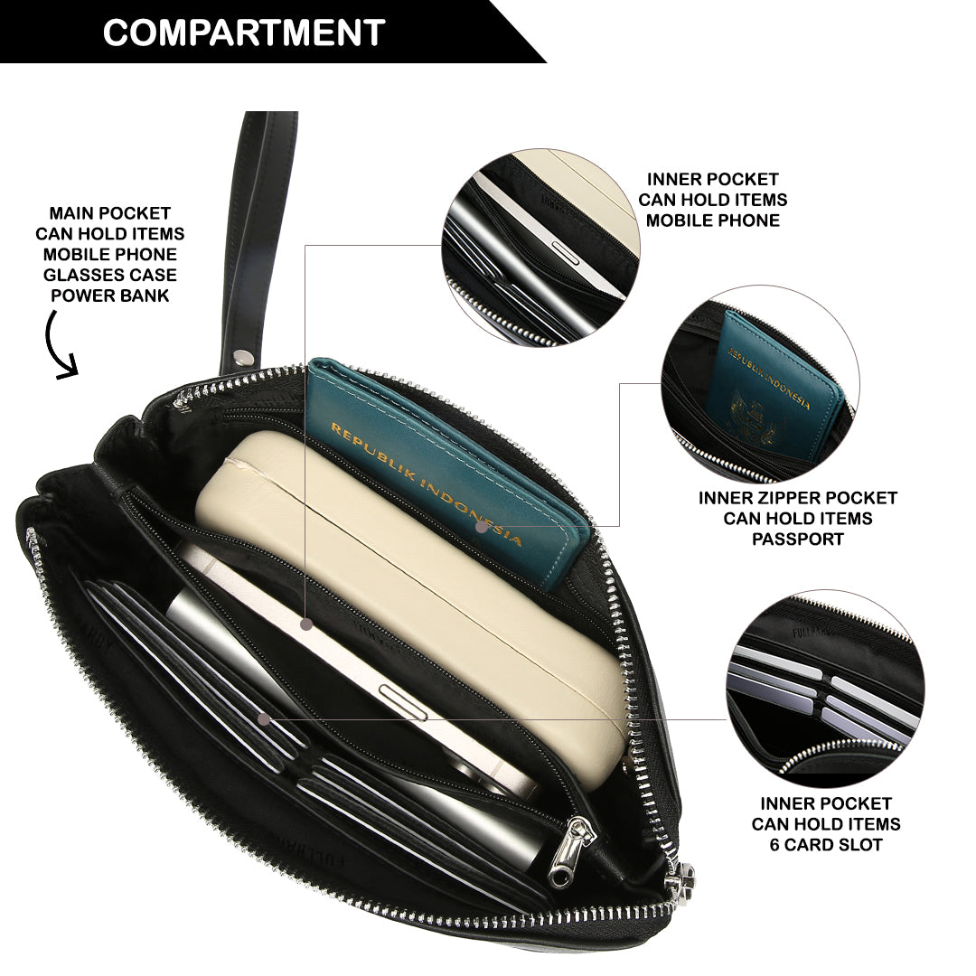 Tas Genggam Pouch Kulit - BLCKK 8039 BL