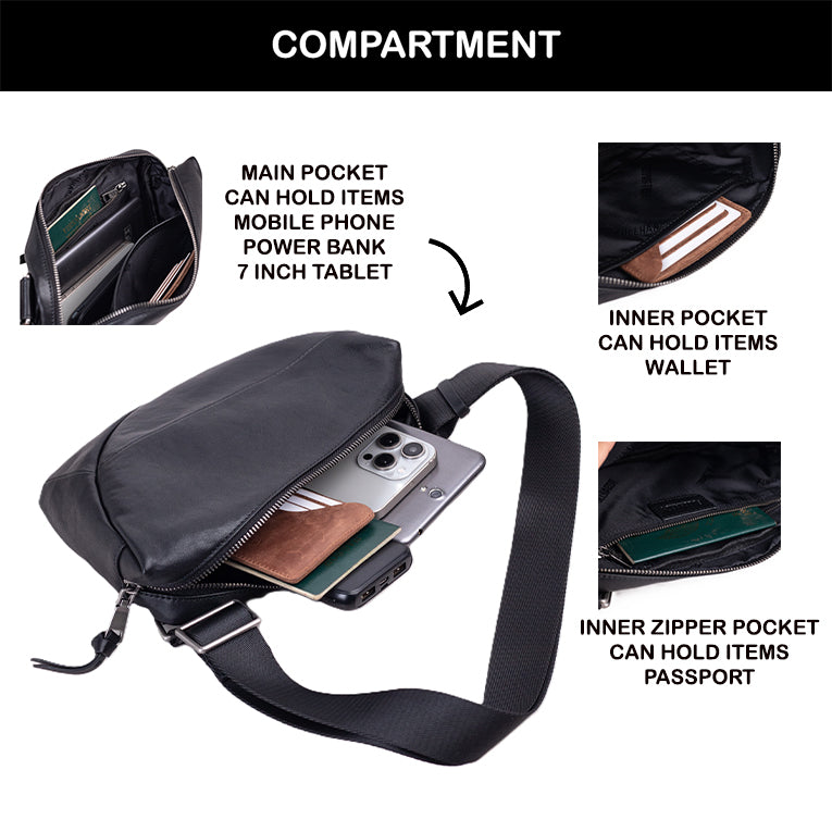 Tas Selempang Kulit - BLSK 6206 BL