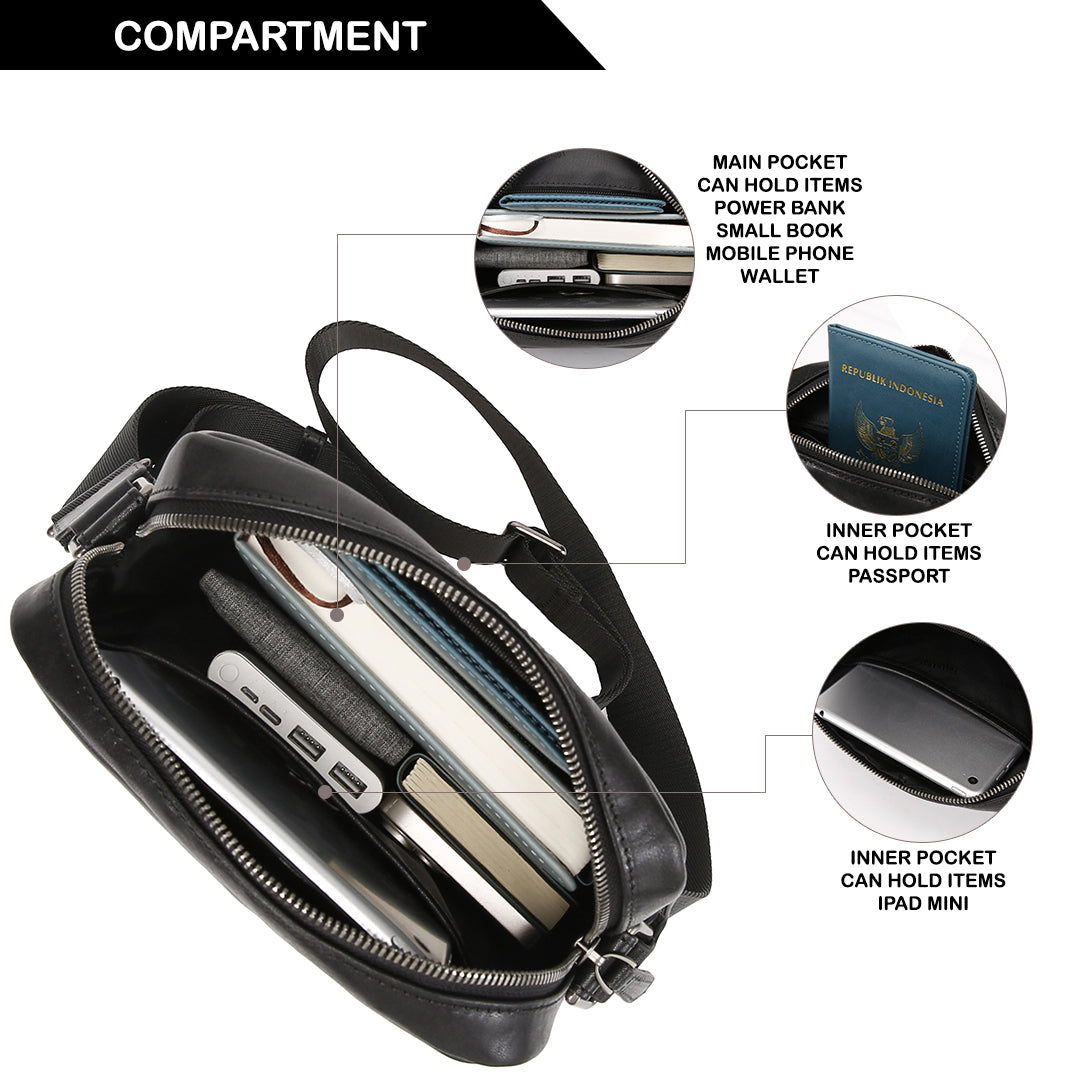 Tas Selempang Kulit - BLSP 26098 BL