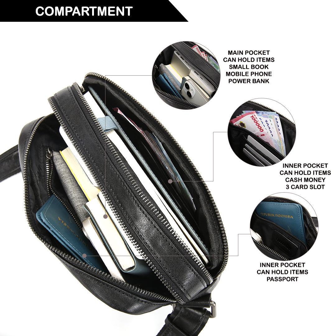 Tas Selempang Kulit - BLSP 8254 BL