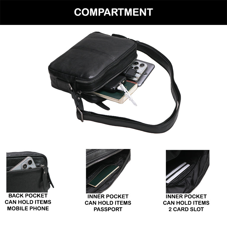 Tas Selempang Kulit - BLSP 8254 BL