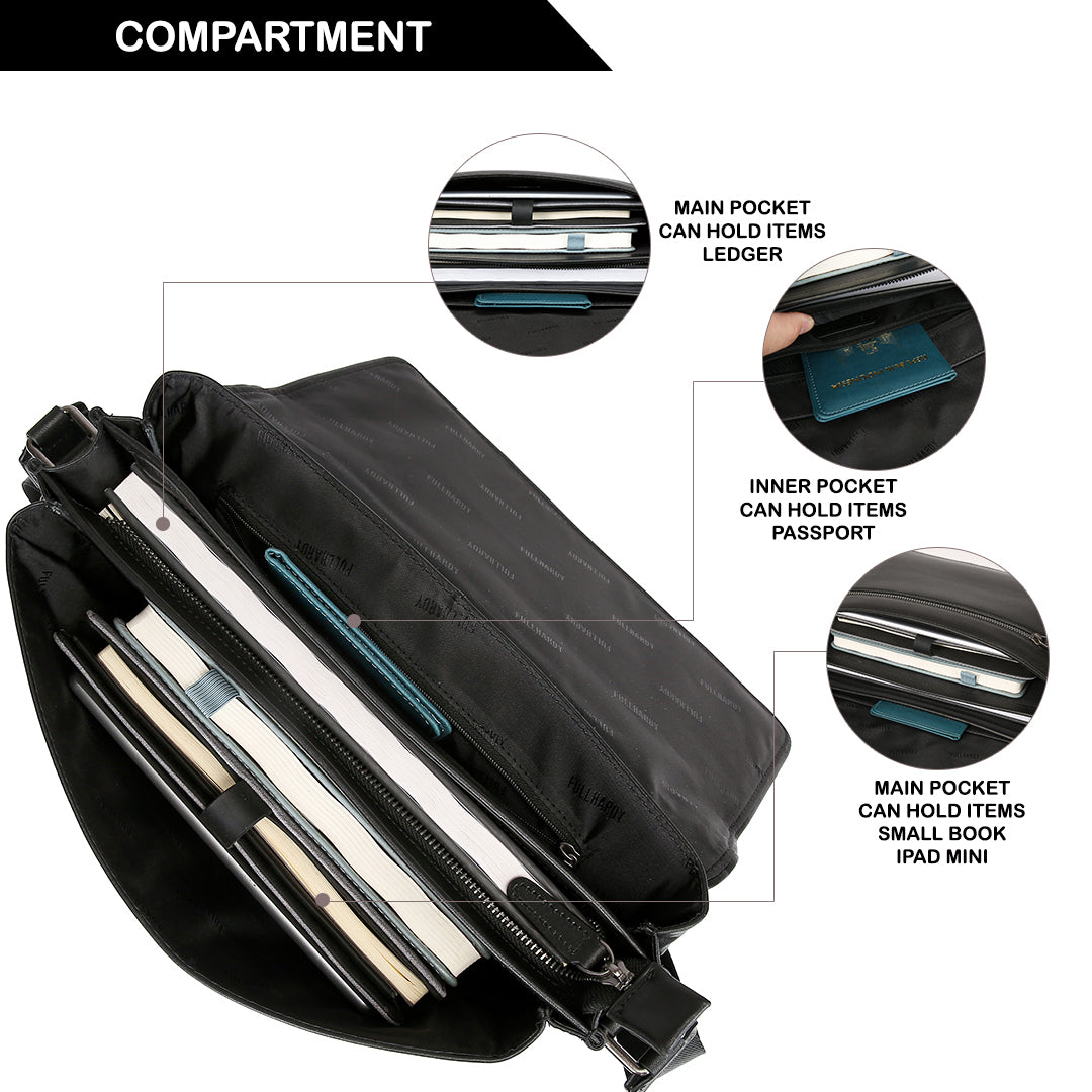 Tas Selempang Kulit - BLSP 7726-3 BL
