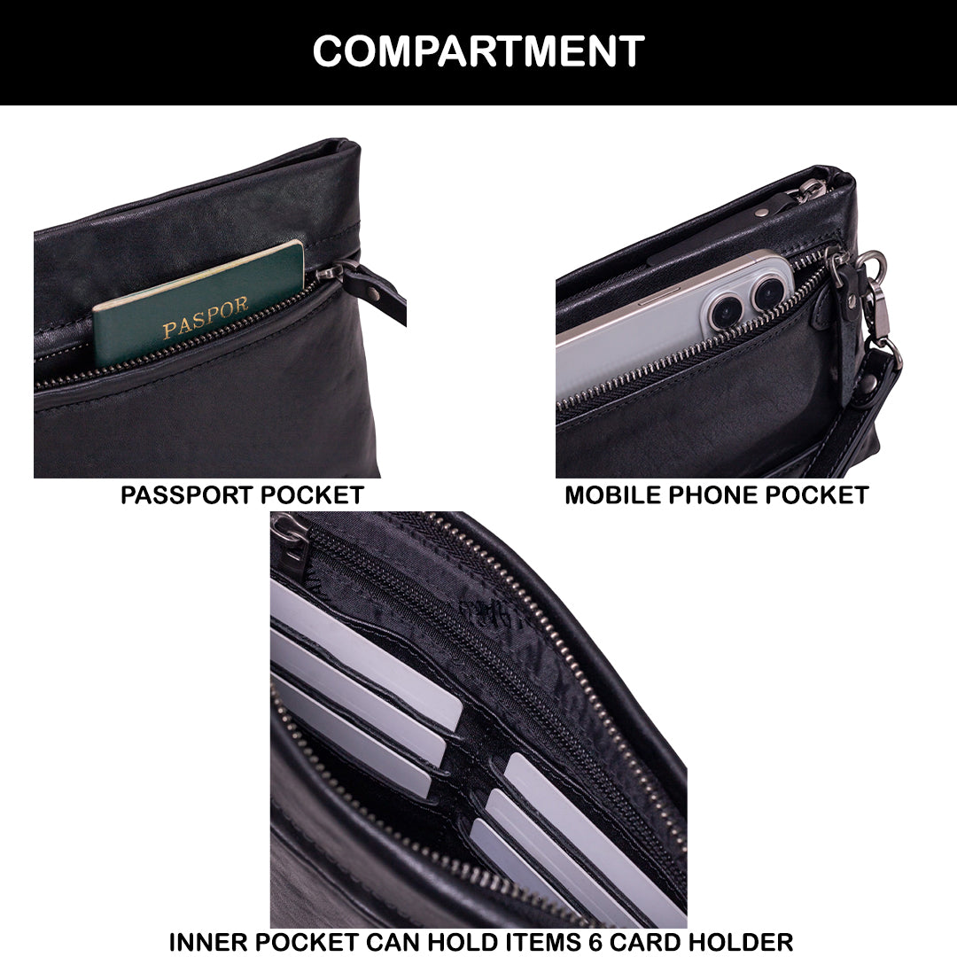 Tas Genggam Pouch Kulit - BLCK 8194