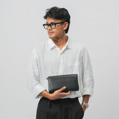 Tas Genggam Pouch Kulit - BLCKK 8039 BL