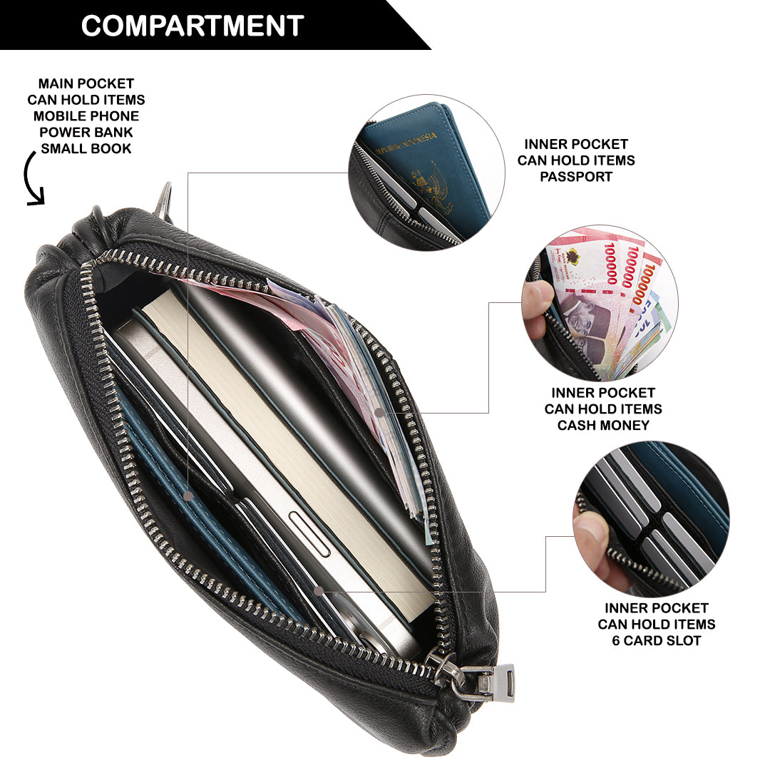 Tas Genggam Pouch Kulit - BLCK 8572-1 BL